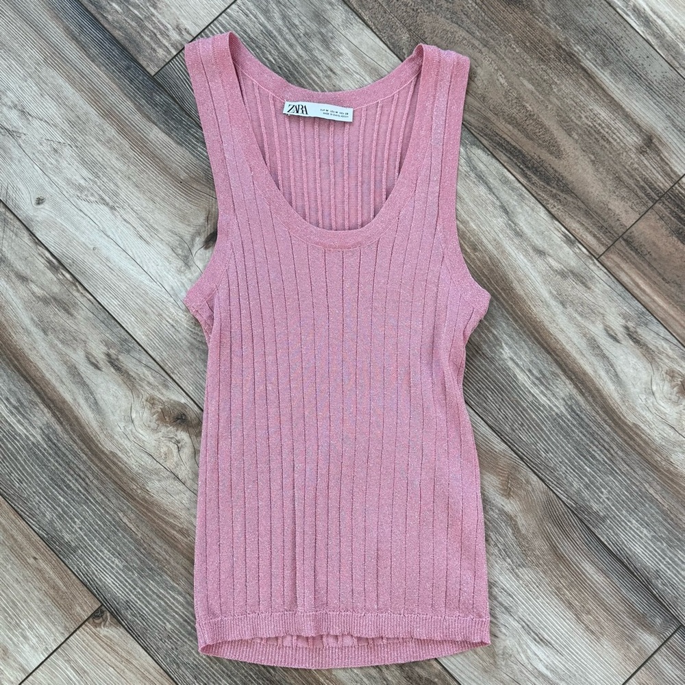 Zara Blush Ribbed Tank Top